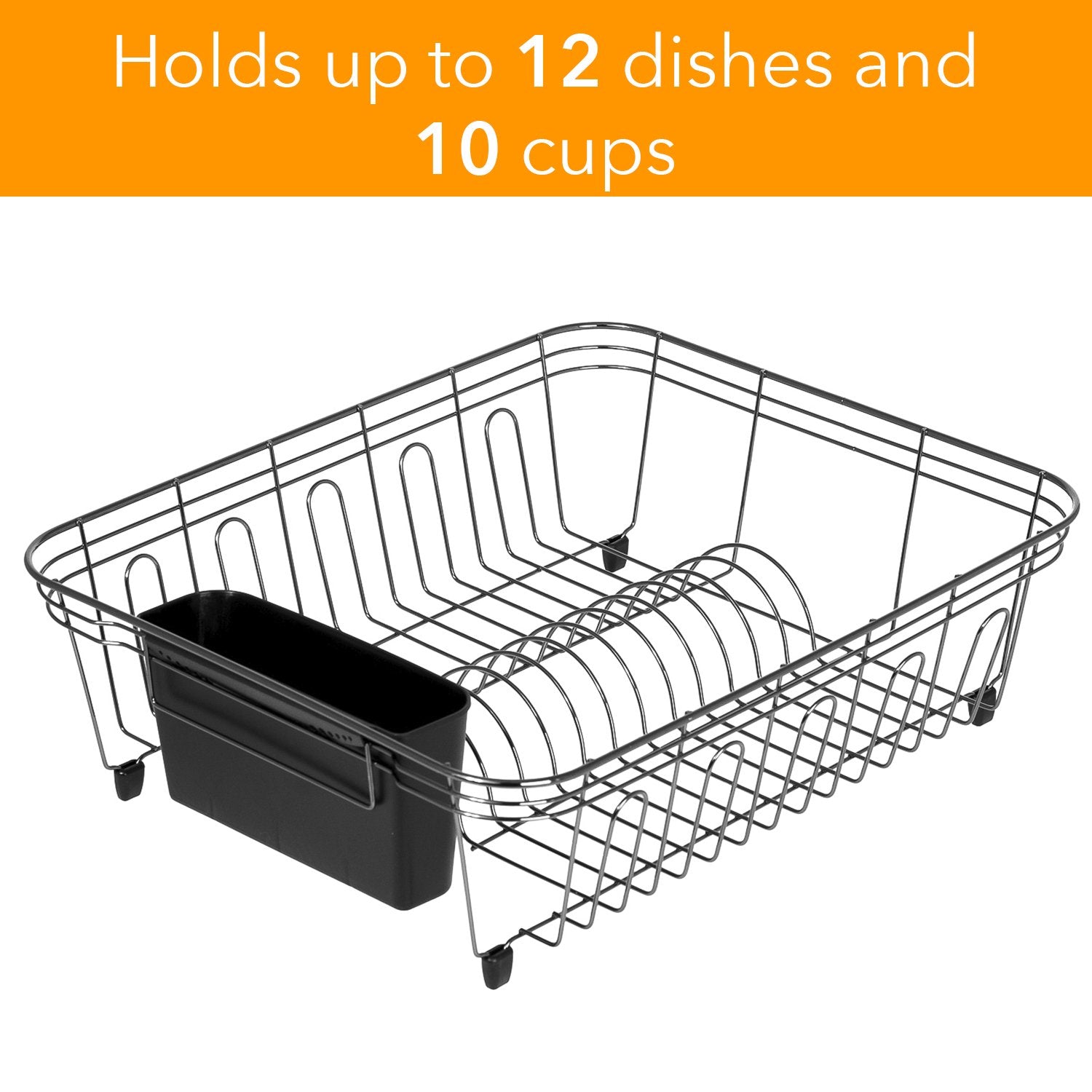 Dish Drying Rack with Plastic Utensil Holder – Drying Rack Kitchen - Stainless Steel Wire Dish Rack, Rust-Resistant Dish Racks for Counter