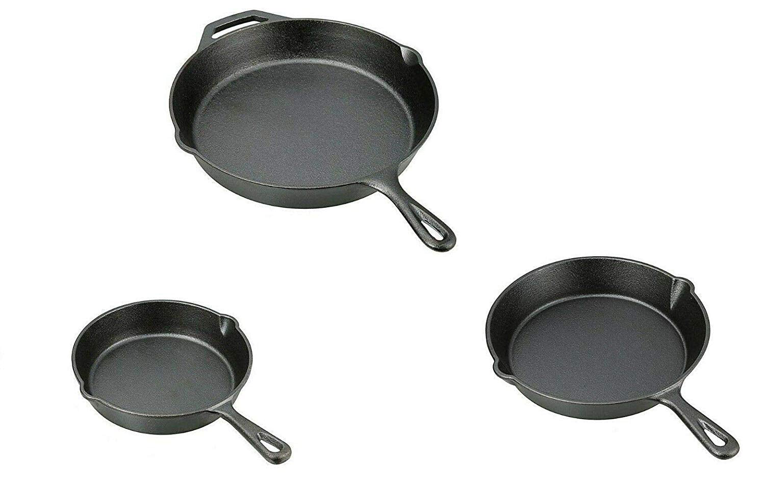 Cast Iron Pans 3 Set – 6”, 8”, 10” Cast-Iron Pans – 3 Pc Cast Iron Fry Pan Set