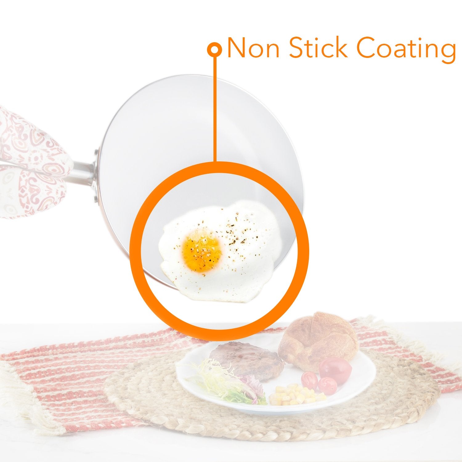 Healthy Nonstick Ceramic Coated Frying Pan - 3 Pcs Eco Friendly Durable Fry Pan Cookware Set (8", 10" & 12" Pans) (Copper Ceramic Coat II)
