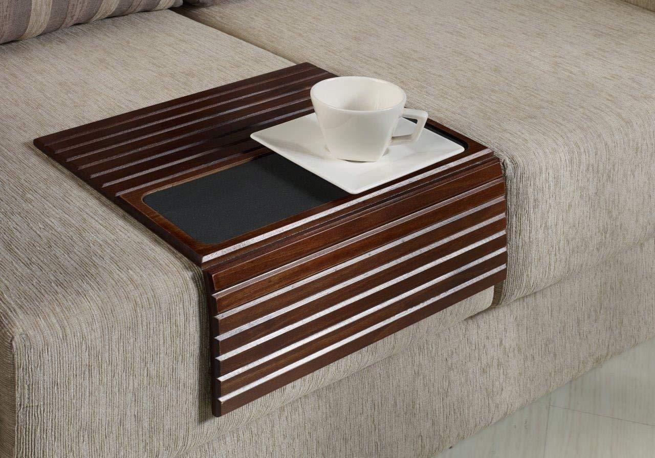 Wood Sofa Arm Tray Table - Flexible Wooden Folding Tray