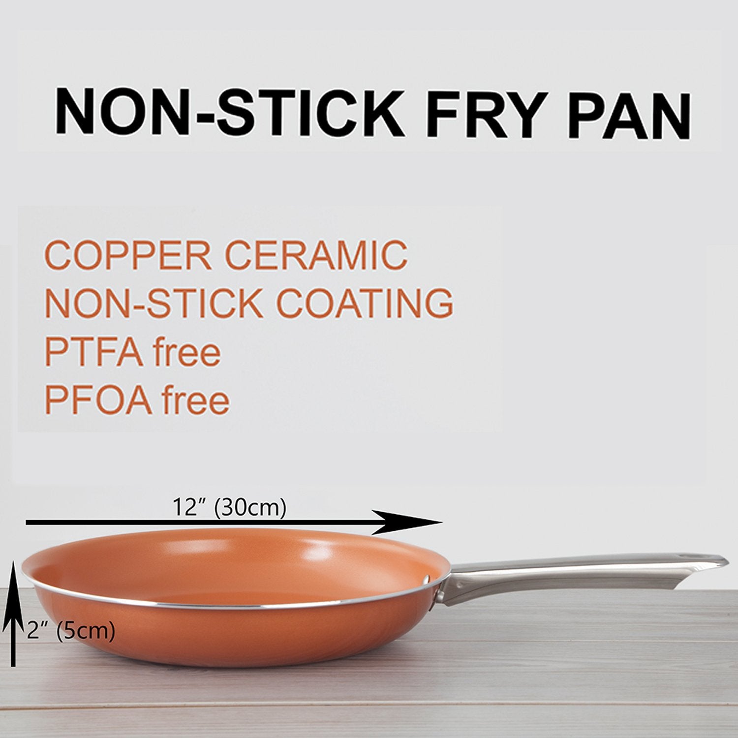 Healthy Chef's Copper Frying Pan With Nonstick Coating - Induction Frying Pan Oven Safe Copper Fry Pan (12 Inch)