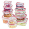 24 Pc Reusable Kitchen Containers w/Vented Lids - Plastic Food Containers - School Office Work Microwavable Containers (Red Lids)