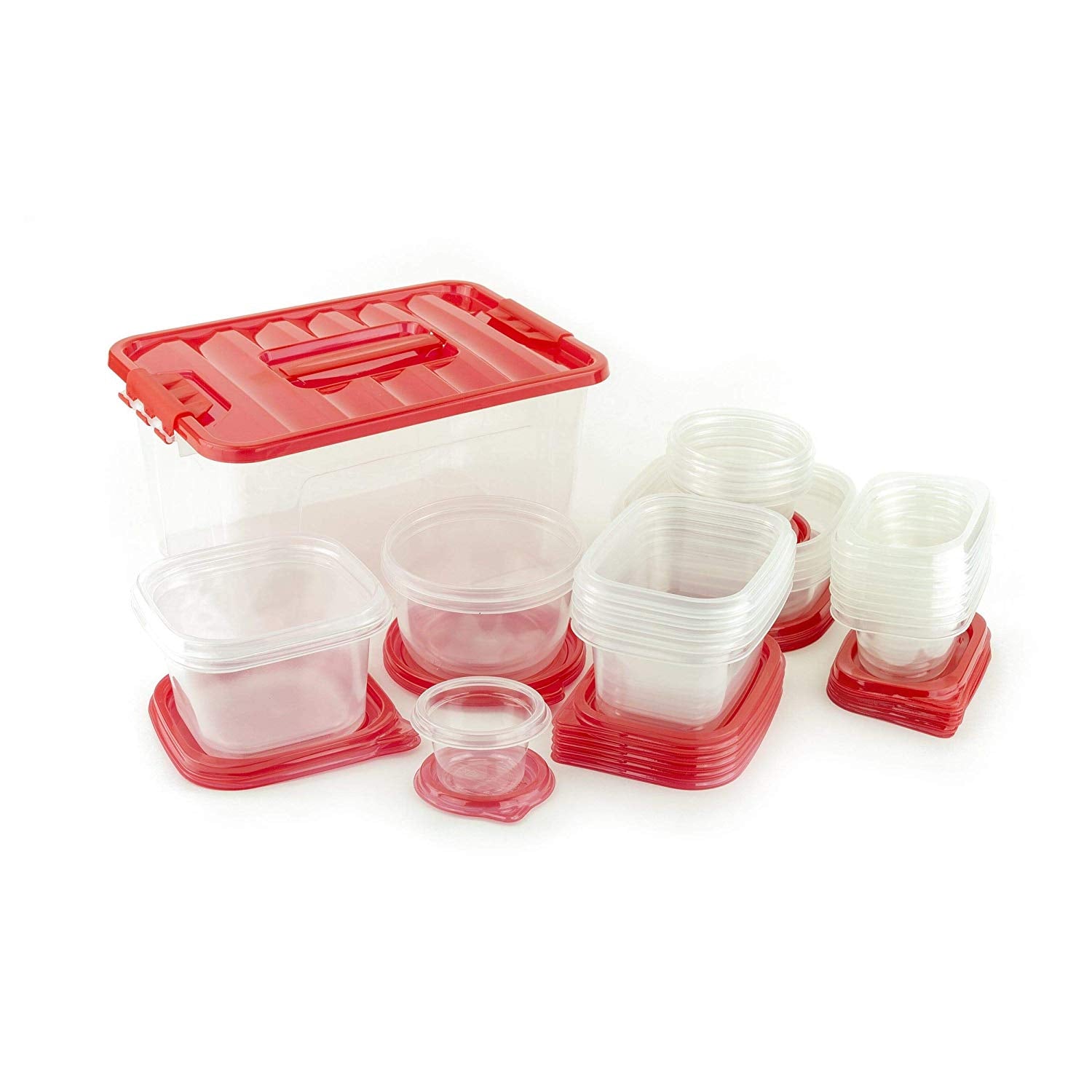 54 Piece Plastic Food Container Set - 27 Plastic Storage Containers with Air Tight Lids (Green)