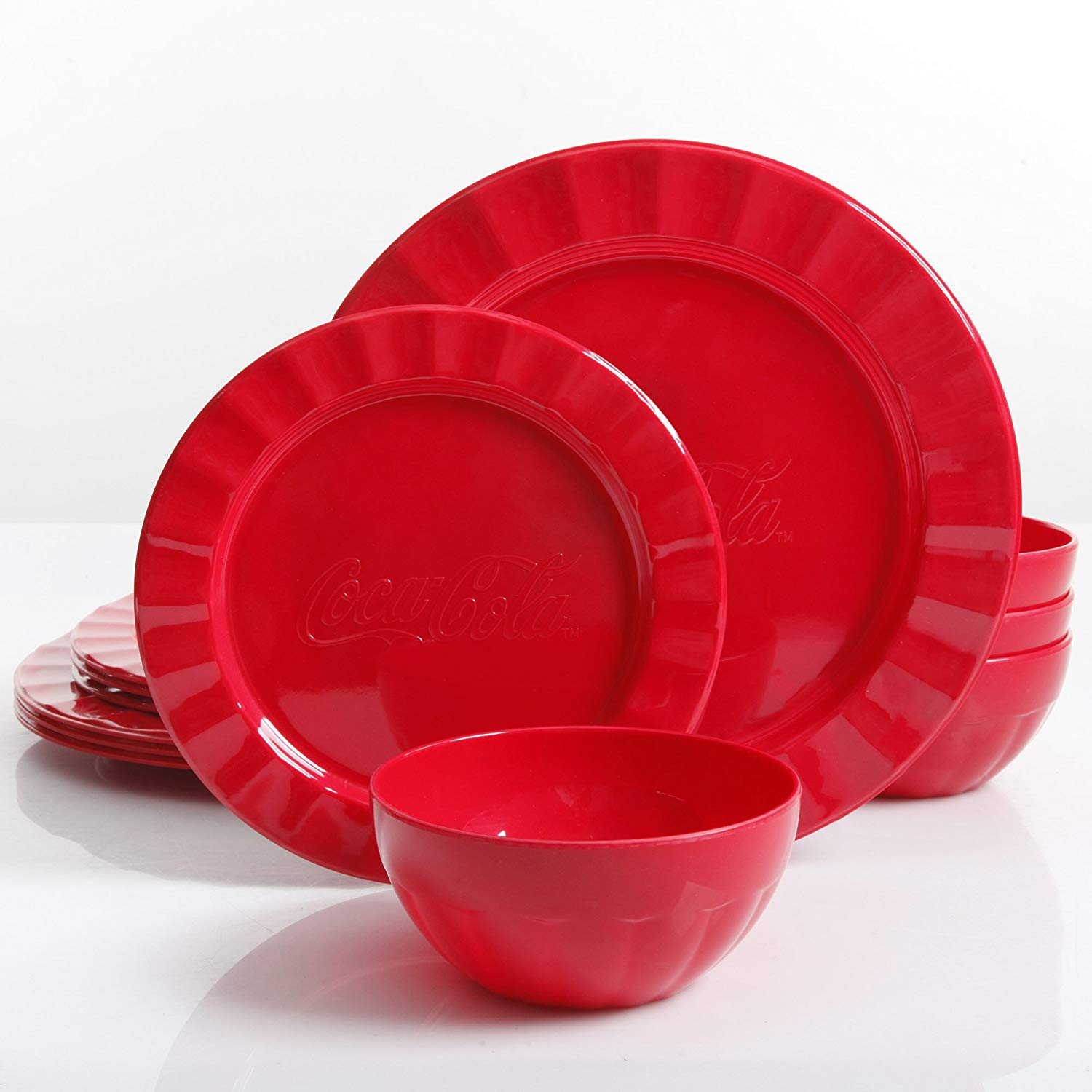 Coca Cola 12 Pcs. Red Durable Melamine Dinner set For 4 Person