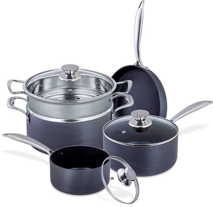 Hard Anodized Aluminum Cookware Set – 8 Piece Cookware Sets – Pots and Pans Set – Nonstick Aluminum Cookware Pot and Pan Set
