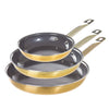 Copper Aluminum Frying Pans - 3 pc Nonstick Fry Pan Set - 8", 10" and 12" (Gold)