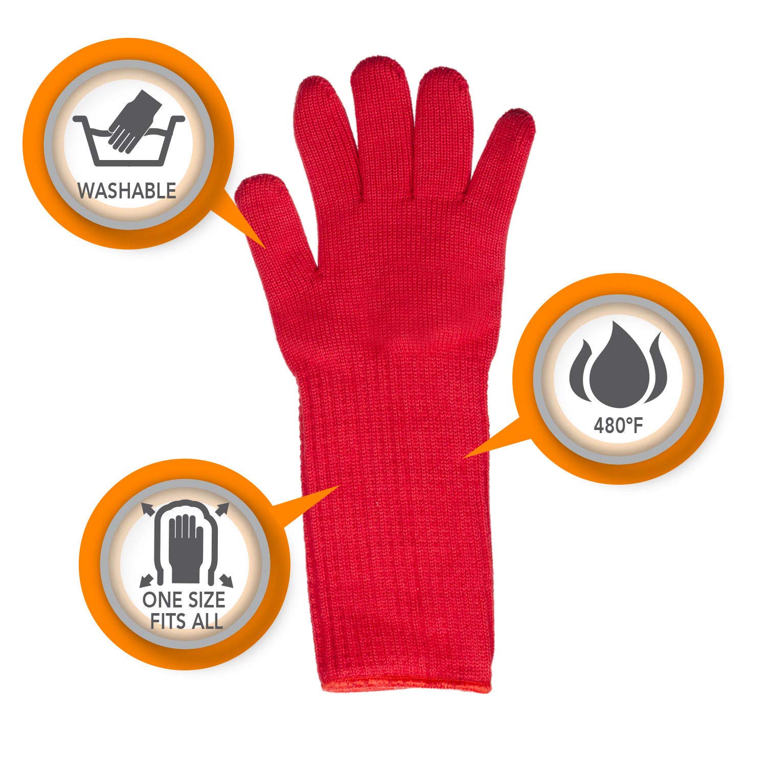 Super Oven Glove Extra Thick Extra Long Heat Resistant Oven Mitt Pot Holder Red