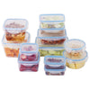 24 Pc Reusable Kitchen Containers w/Vented Lids – Plastic Food Containers – Microwavable Containers (Blue Lids)