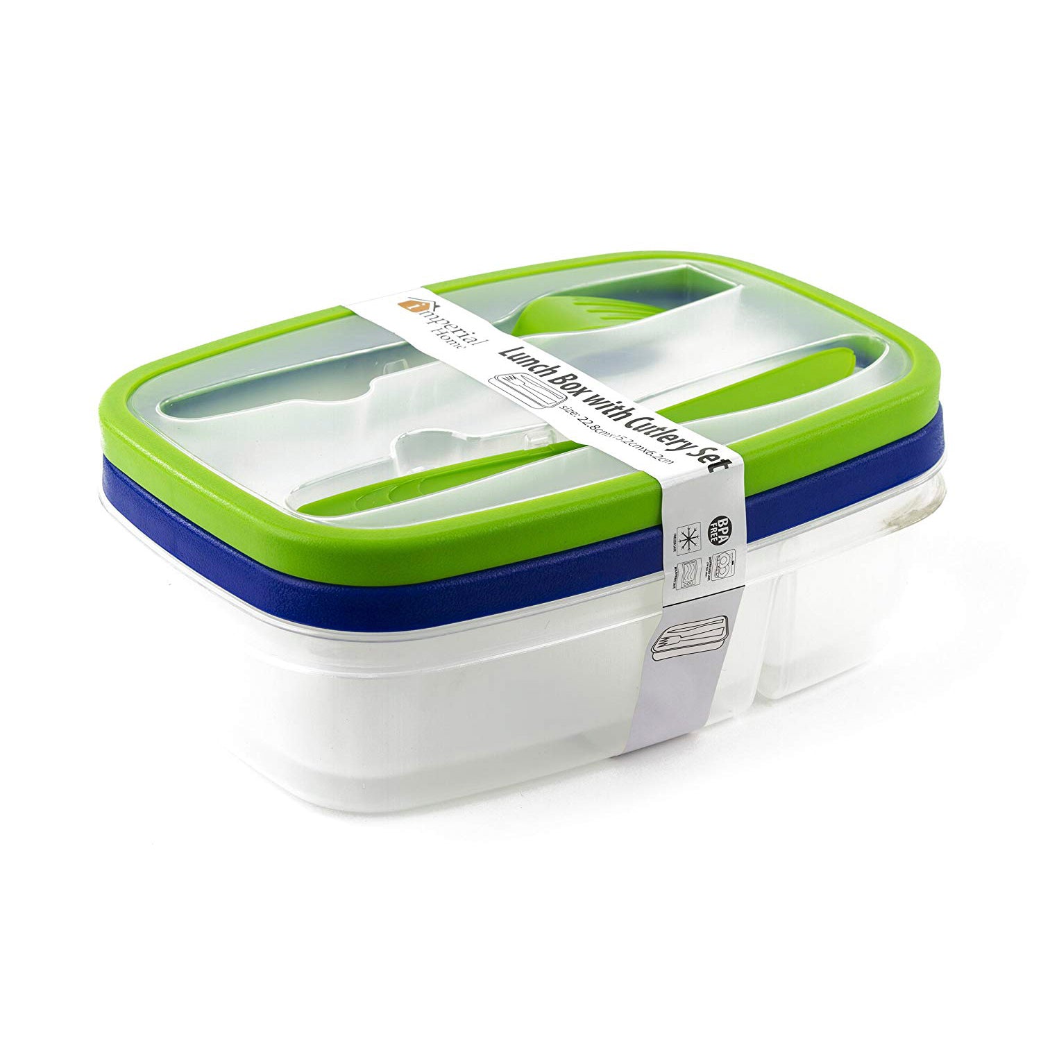 Plastic Bento Lunch Box - Food Storage Containers with Cutlery