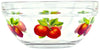 5 Pcs Nested Glass Mixing Bowls Set With Apple Design and Red Lids - Set of 5 Glass Food Storage Containers