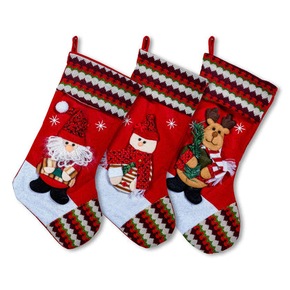 Large Multi-Color Classic 3D Christmas Stockings - 18