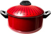 2 Pc Chef Quality Pasta Pot with Strainer Lid - 6 Qt & 2 Qt Red Stock Pot or Pasta Cooker