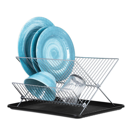 Dish Drying Rack – X Dish Drying Rack - Two Tier Dish Rack and Drainboard Set, Stainless Steel Dry Rack for Dishes with Drip Tray