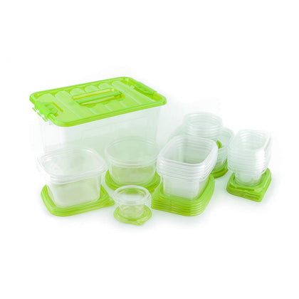 54 Piece Plastic Food Container Set - 27 Plastic Storage Containers with Air Tight Lids (Green)