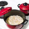 2 Pc Chef Quality Pasta Pot with Strainer Lid - 6 Qt & 2 Qt Red Stock Pot or Pasta Cooker
