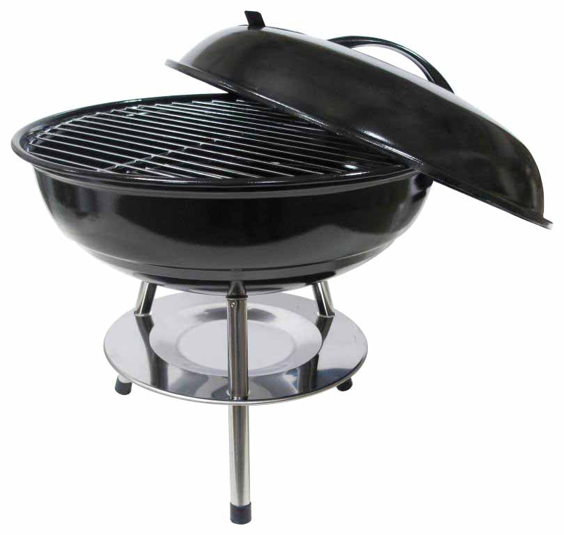 Black 14" Portable Kettle Charcoal BBQ Grill / Kettle Barbecue