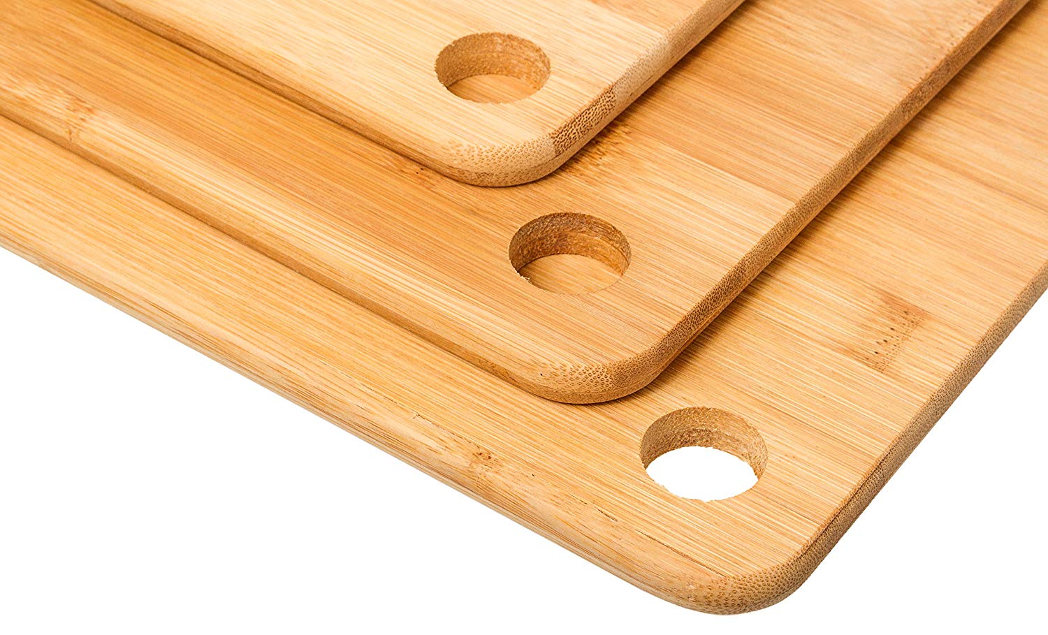 3 Pc Durable Bamboo Cutting Boards - Sturdy Chopping Board or Carving Board Block (Solid)