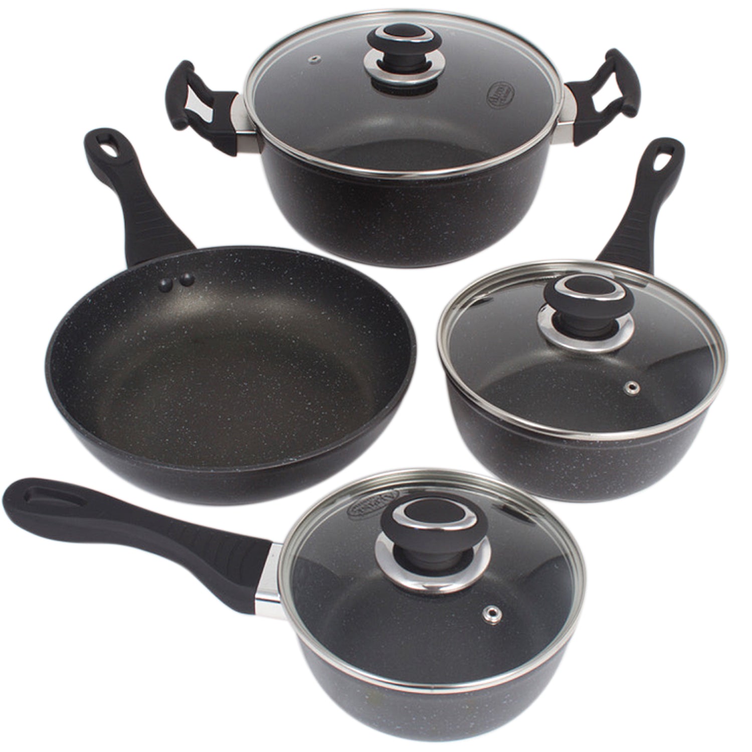 Marble 7 Pieces Aluminum Non Stick Cookware Set - Stockpot Sauce Fry Pan Set