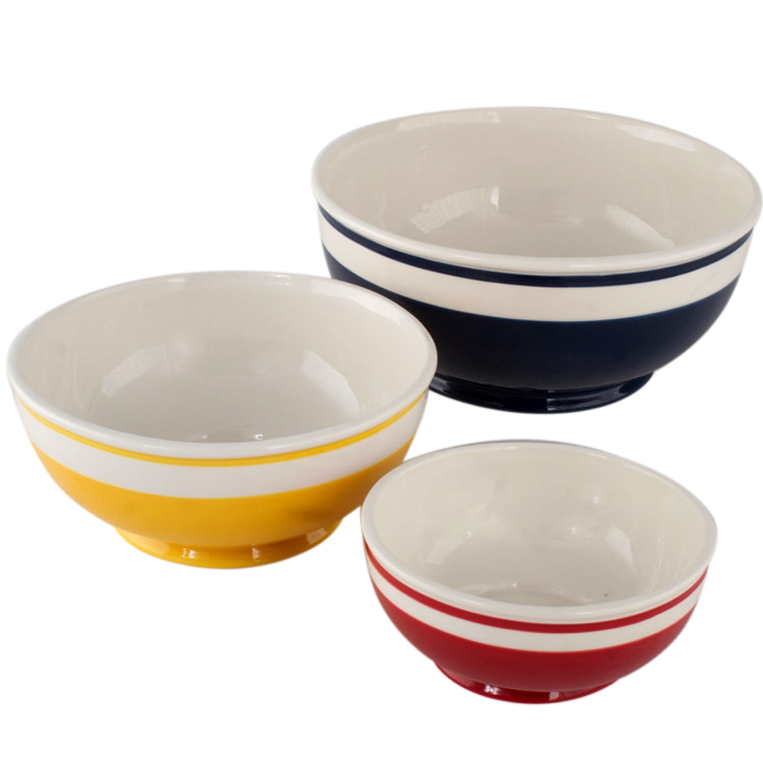 Mr. Food 3 pieces Ceramic Mixing Bowl Set - Colorful Mixing Stackable Bowls