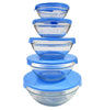 5 Pc Glass Nested Dipping/Storage Bowls with Red Lids