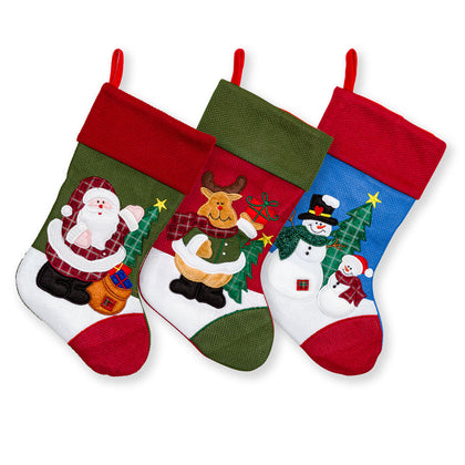 Large Embroidered Classic 3D Christmas Stockings - 18