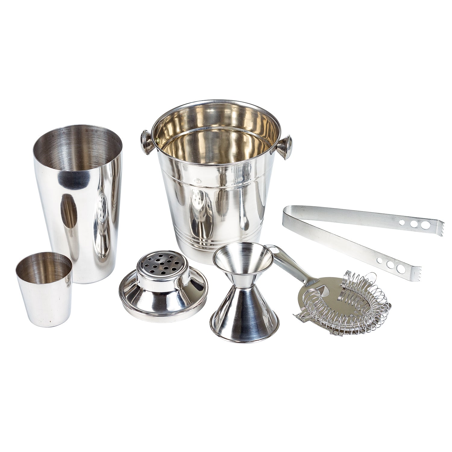 5 Pcs Stainless Steel Cocktail Shaker Bar Set With Ice Bucket, Bar Accessories - Bartending Tools Cocktail Maker