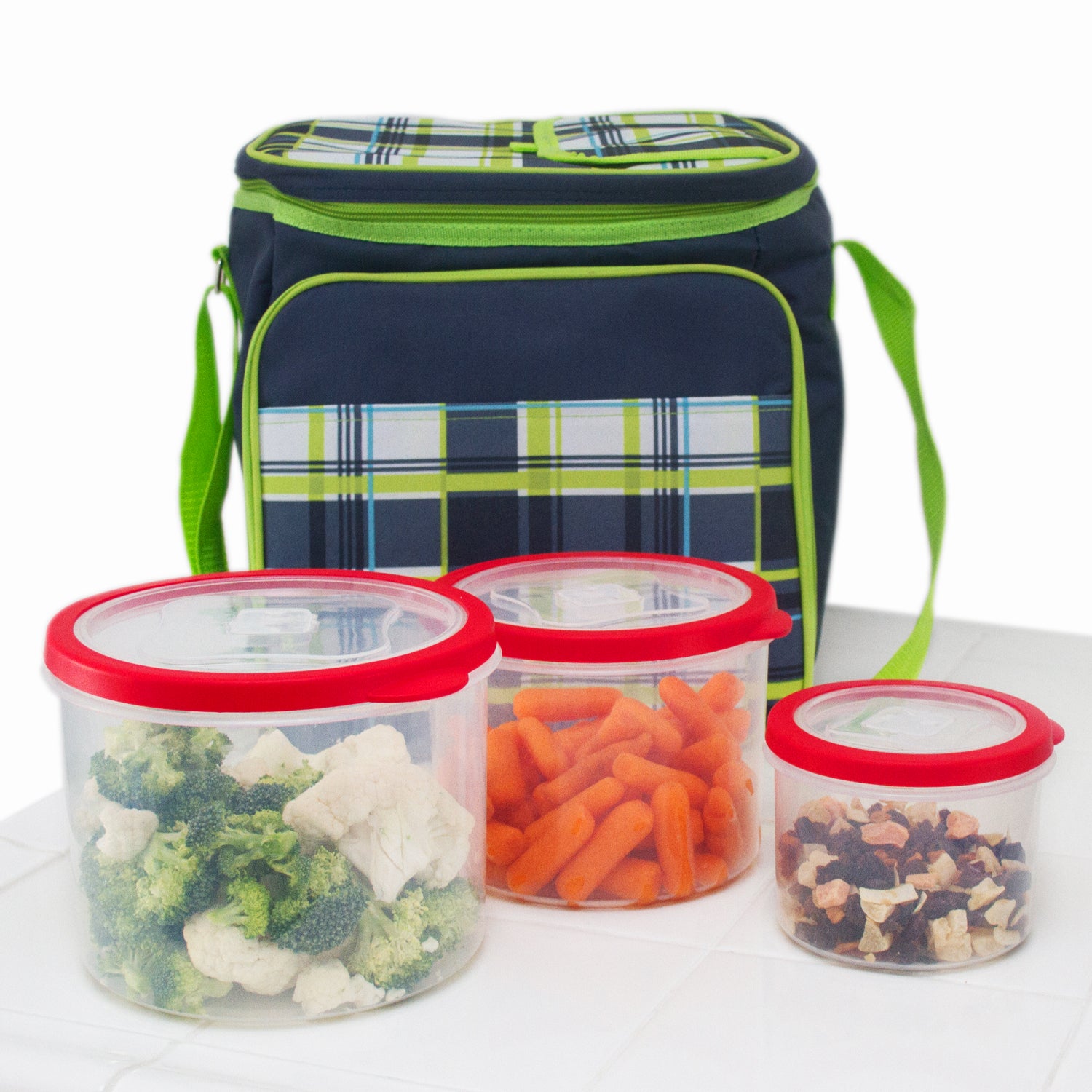 10 Pc Grade Food Storage Containers w/ Multi Color Lids - BPA Free Lunch Leftovers Refrigerator Containers (Round Red)