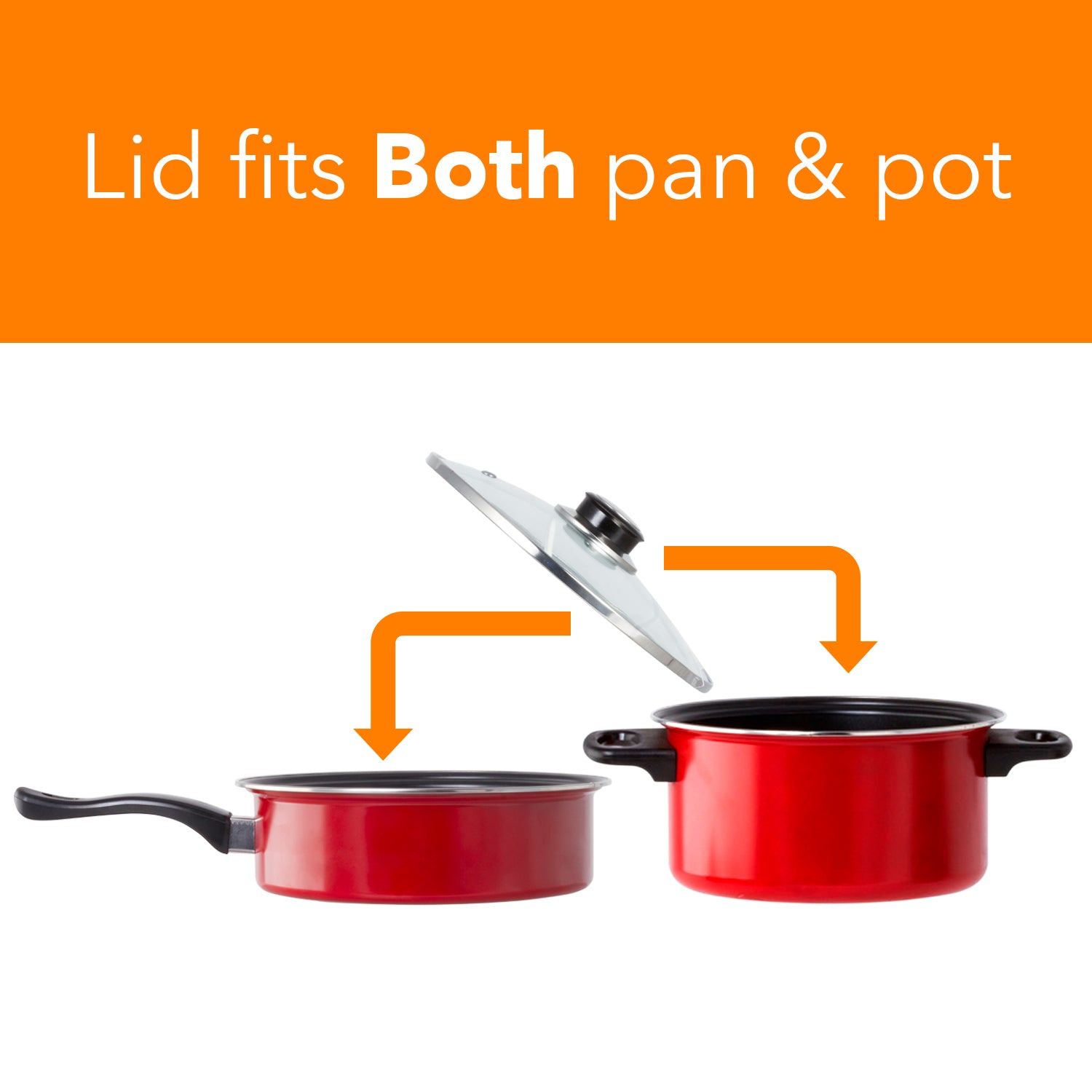 Non Stick Cookware Set - Red Carbon Steel 8 Pcs Stock Pot Utensils Fry Sauce Pan