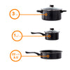 8 Pc Carbon Steel Non Stick Cookware Set W/Utensils Dutch Oven Fry Sauce Pan - Carbon Steel Cookware Set - Carbon Steel Pans & Pots with Utensils (Black)