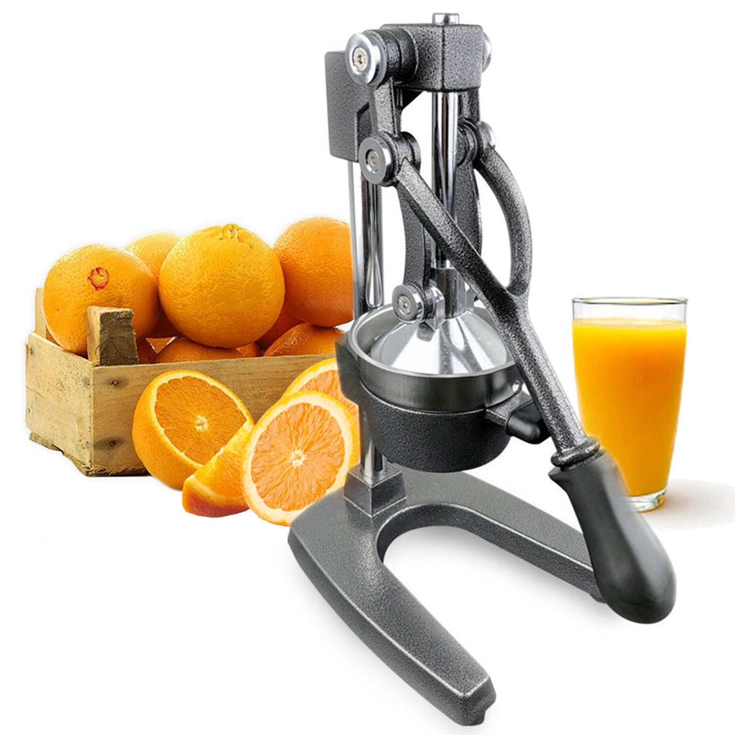 Heavy Duty Cast Iron Citrus Press Orange Manual Extractor Juicer Gray