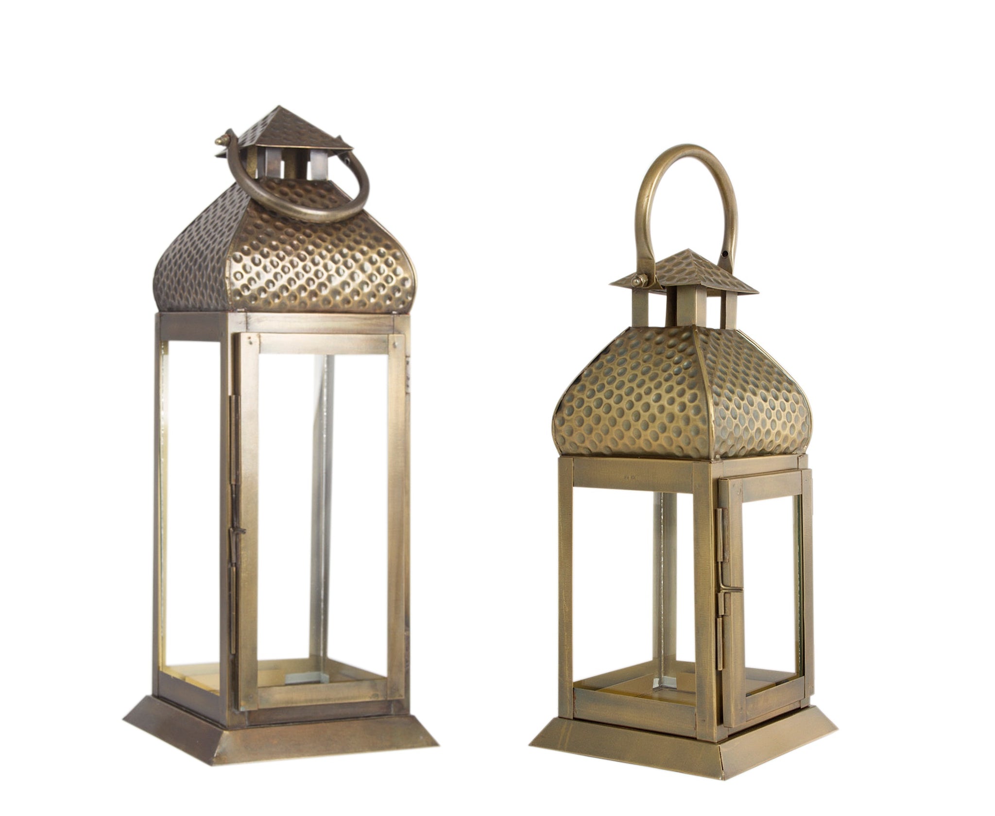 Metal Brass Finish Moroccan Lantern Candle Holder Set Candle Holder Set of 2