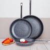 Healthy Marble Non Stick Frying Pan Set, 3 Pcs, Black