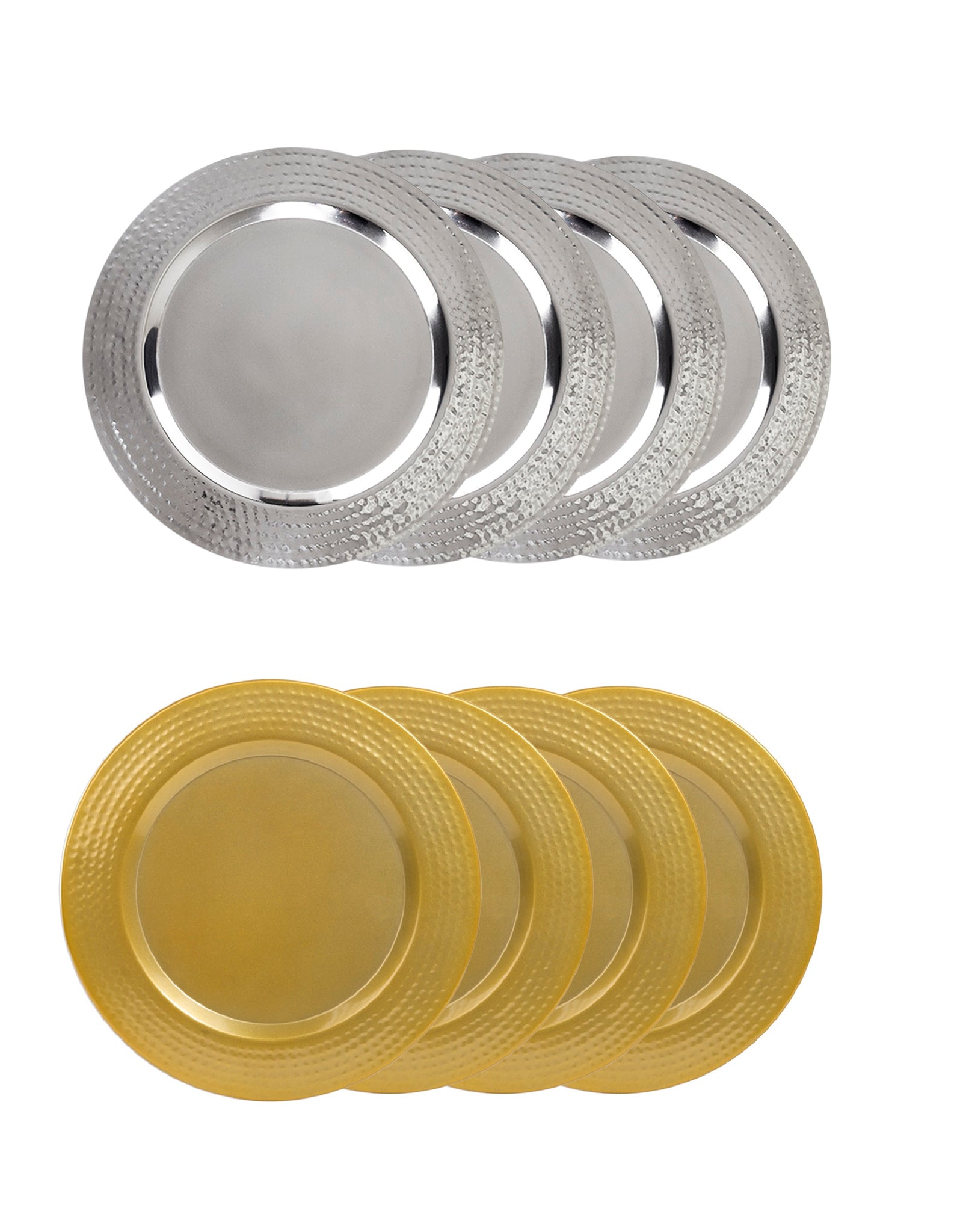 4 Pack Stainless Steel 13" Charger Plate - Large Charger Plate Gold / Silver
