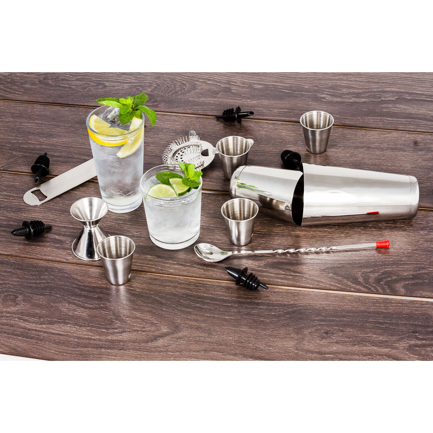 Stainless Steel 16 Pcs. Cocktail Shaker Set - Complete Professional Bar Tool Set