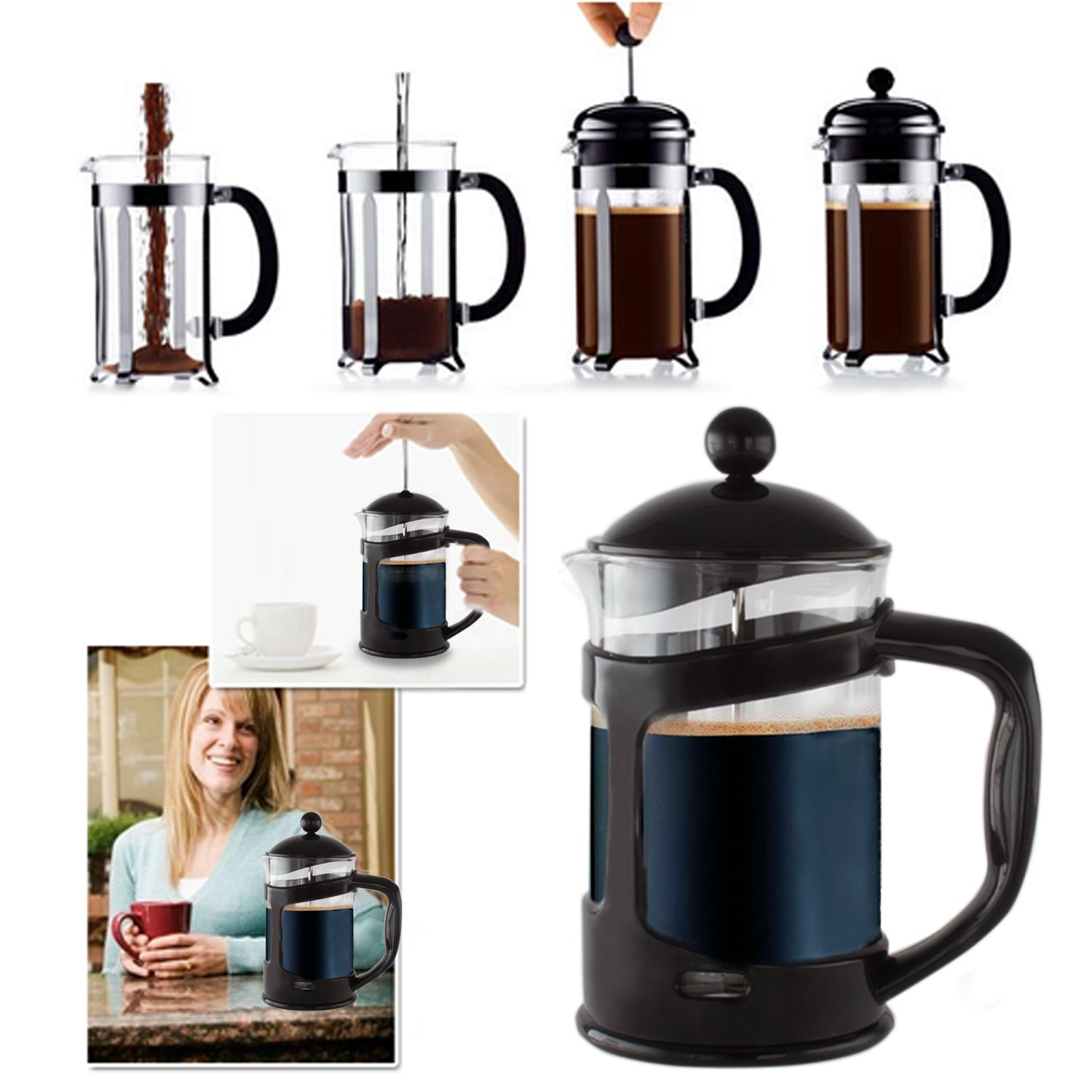 Black 28 Oz.French Press Coffee Tea Maker with Stainless Steel Filter
