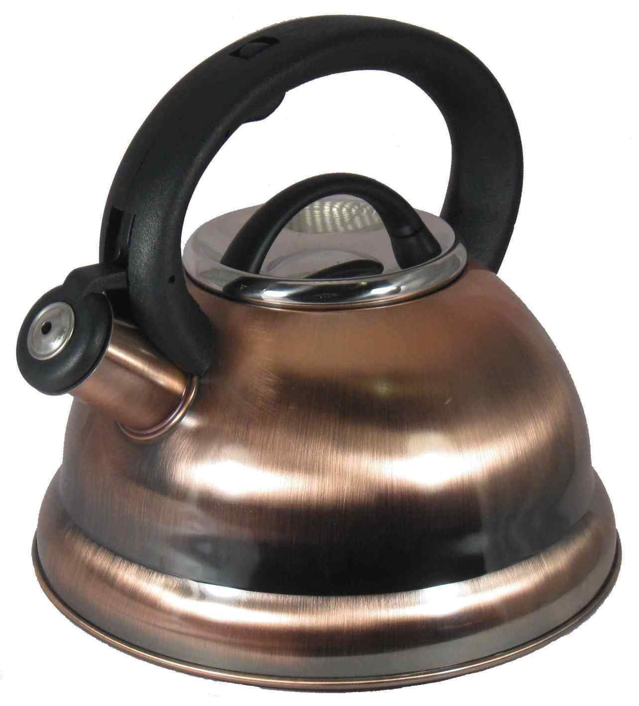 Antique Copper Stainless Steel Whistling Tea Kettle Tea Maker Pot 3 Quarts 2.8 L