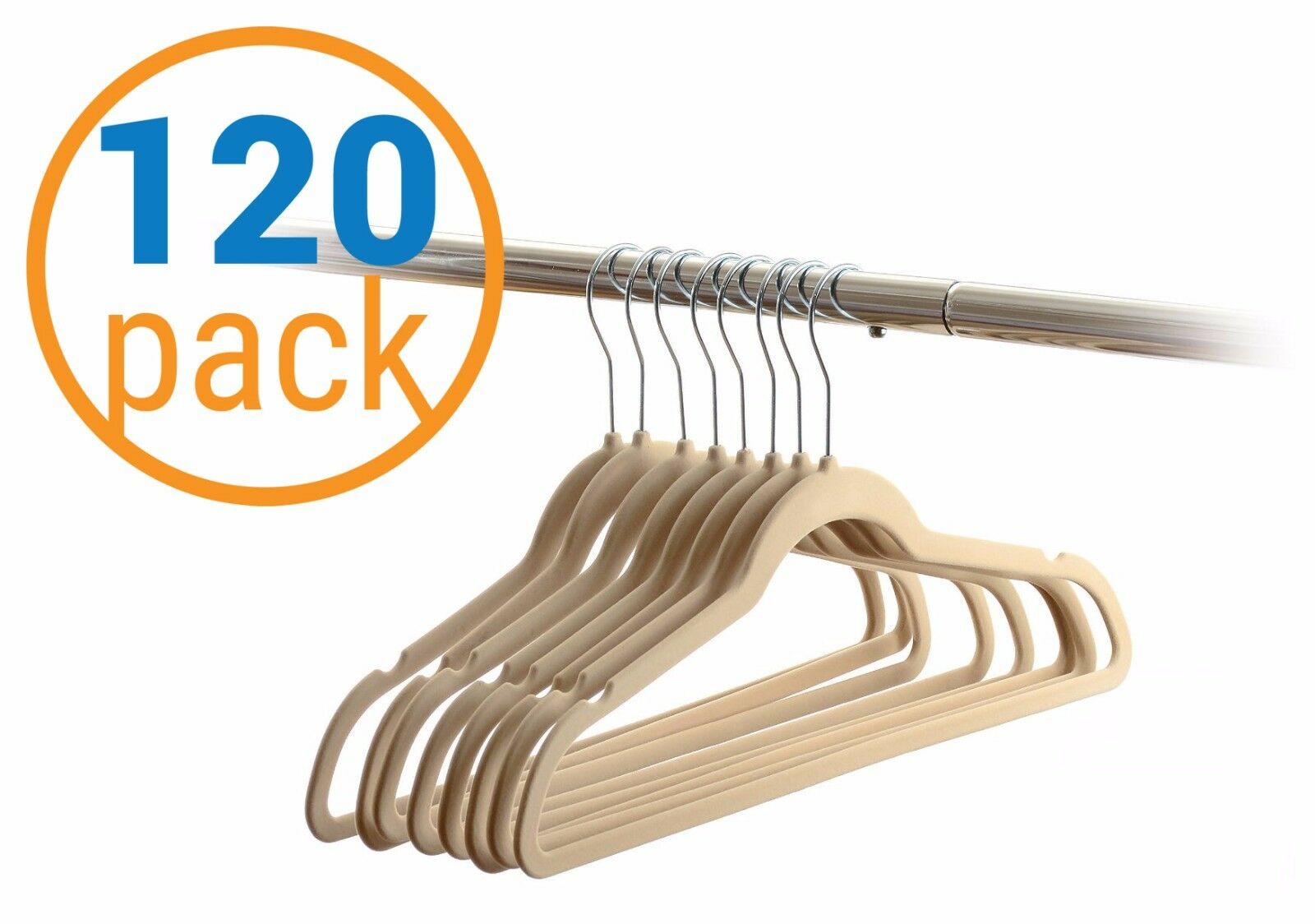 210 Value Pack Velvet Heavy Duty Non Slip Wrinkle Free Hanger Beige