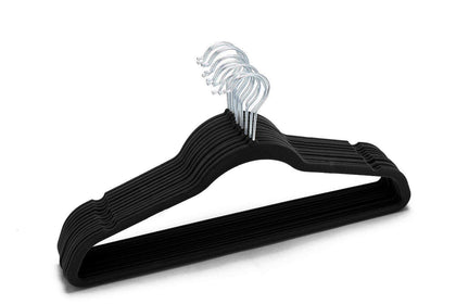 Value Pack Velvet Heavy Duty Non Slip Wrinkle Free Hanger- Black