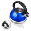 Stainless Steel Whistling Tea Kettle - 2.8 Liter Encapsulated Tea Maker Pot Blue