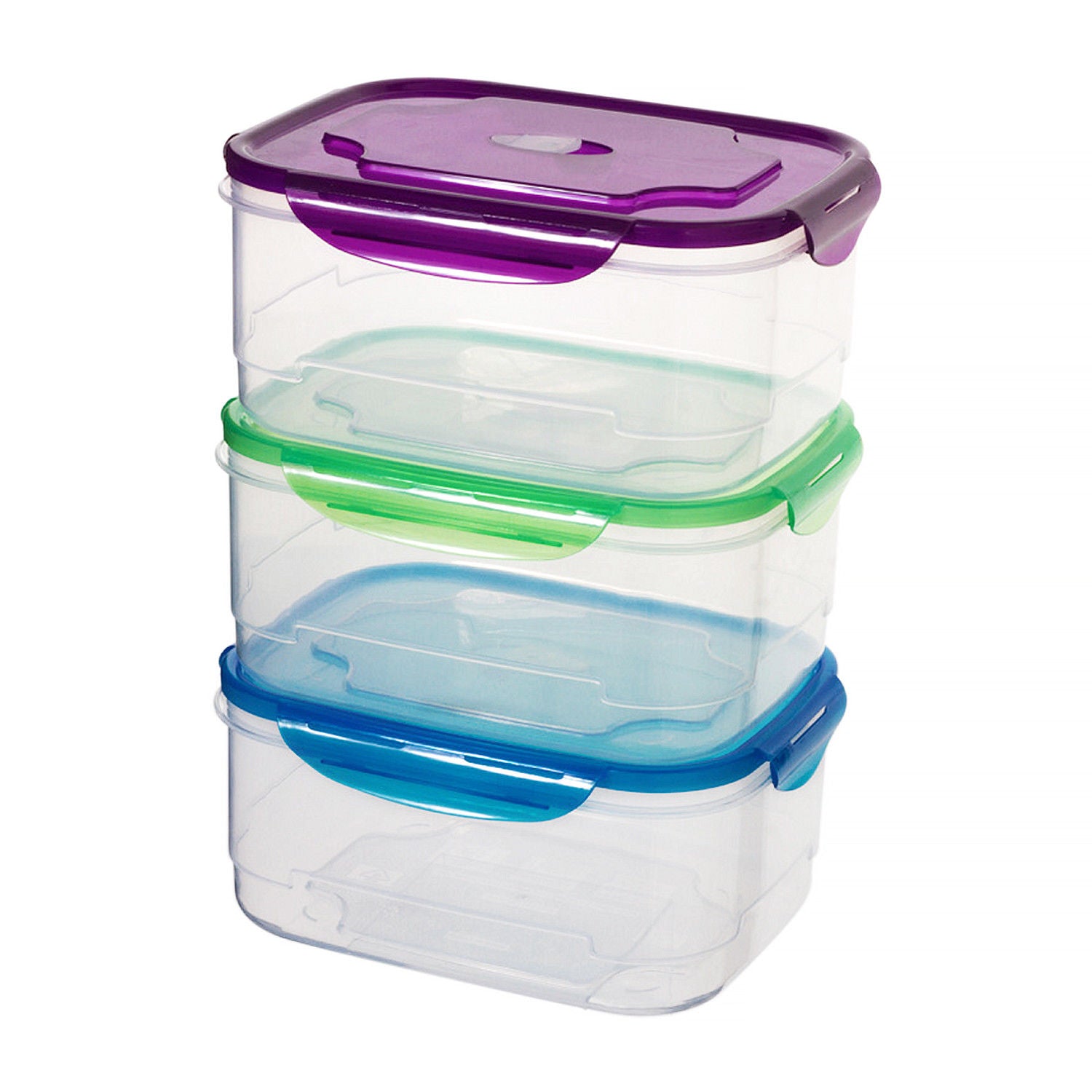 3 Pack Clip Lock Plastic Rectangle Storage Box - Airtight Large Food Containers