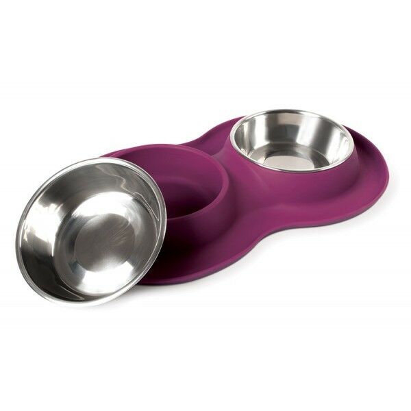 Pet Stainless Steel Food Water Bowl With Non-Slip Silicone Base - Cat Food Bowls