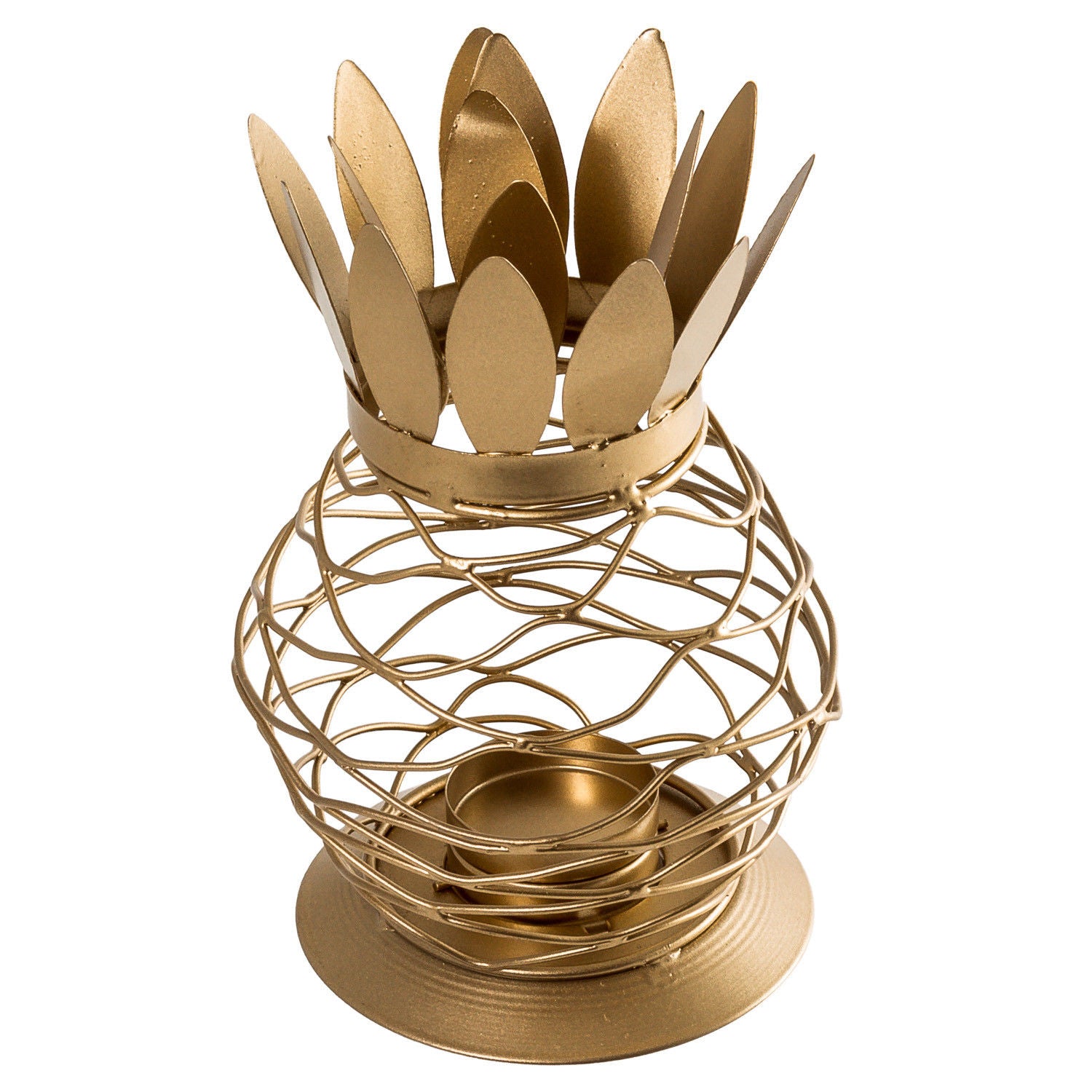 Metal Gold Finish Pineapple Lantern Tealight Candle Holder