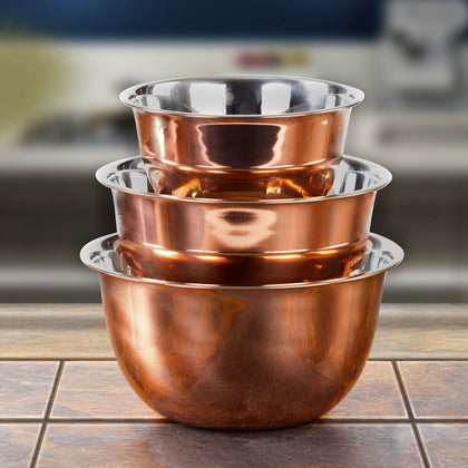 High Quality Stainless Steel Copper Mixing Bowl - 3 Piece Nesting Bowls Set