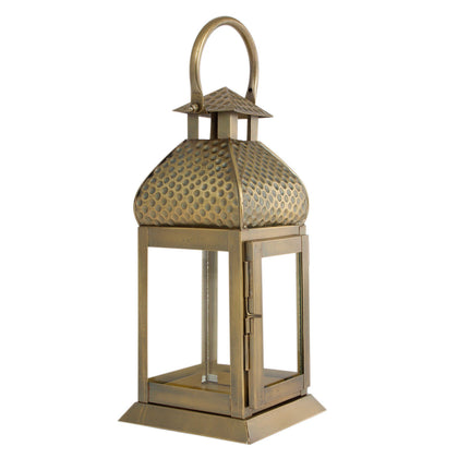 Metal Brass Finish Moroccan Lantern Candle Holder - Pillar Candle Holder