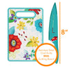 Ceramic Stainless Steel Chef Knife W/ Shealth & Cutting Board Set Floral Design