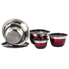 4 Pcs White Stainless Steel German Mixing Bowls Set W Non-Skid Silicone Base Lid