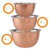 High Quality Stainless Steel Copper Hammered Mixing Bowl 3 Piece Bowls Set