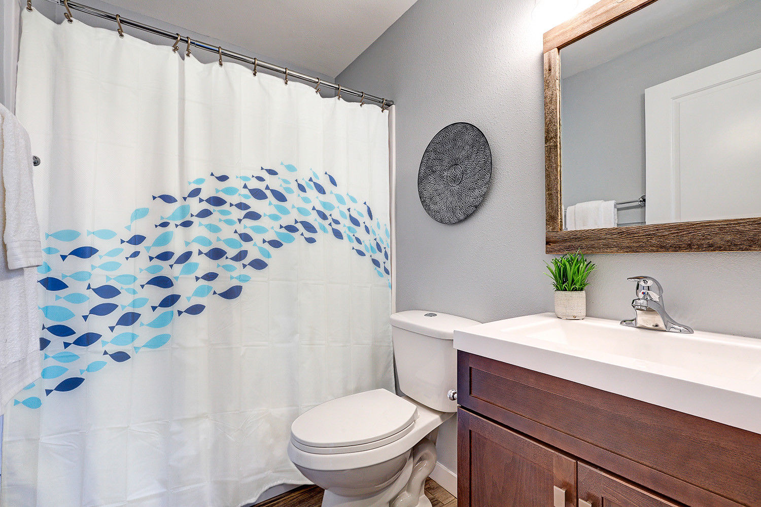 Shower Curtain & Mat Bathroom Set - Non Slip Bath Rug & Curtain & Hook Sets
