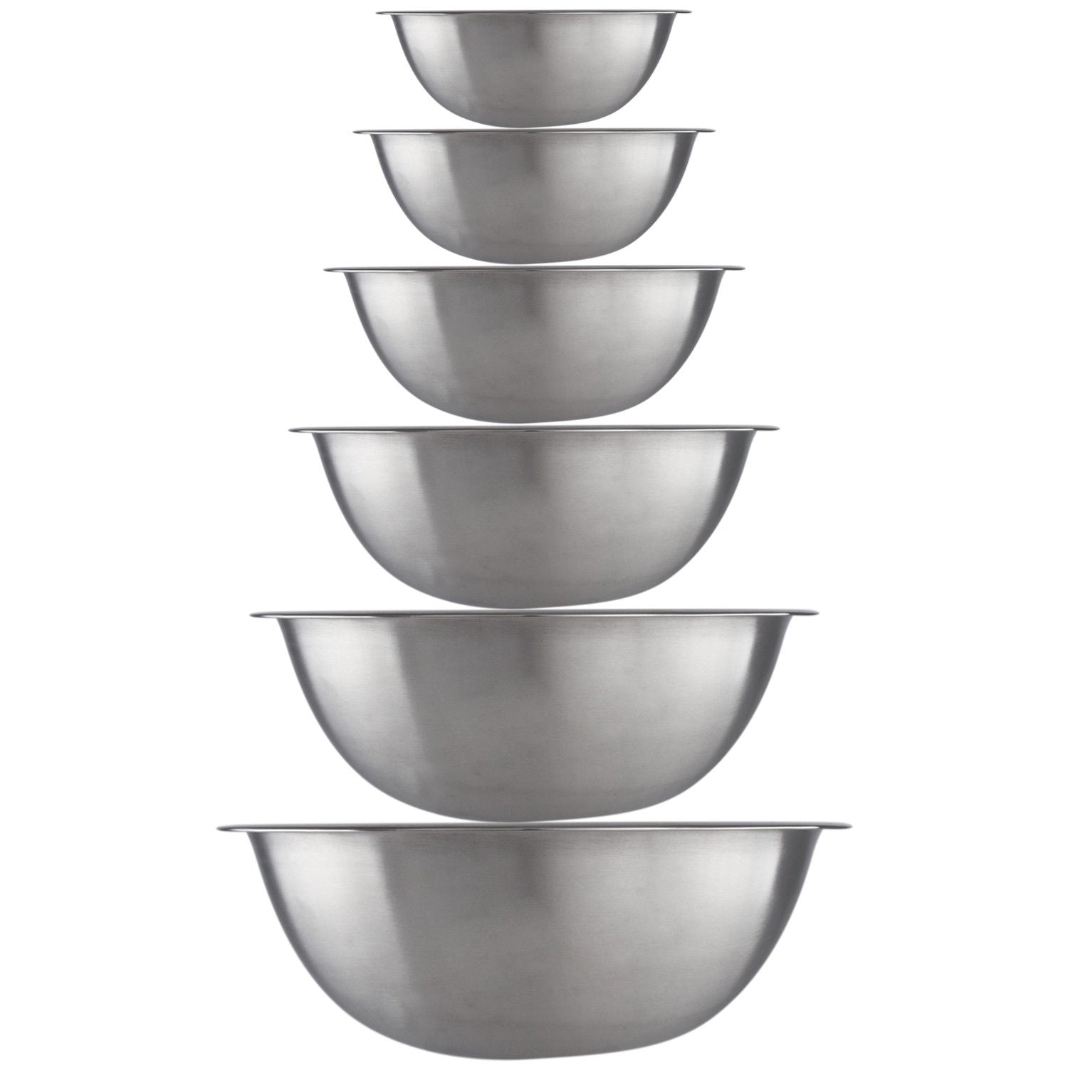 High Quality Large Stainless Steel 6 pcs Mixing Bowl Set - Free Measuring Spoons