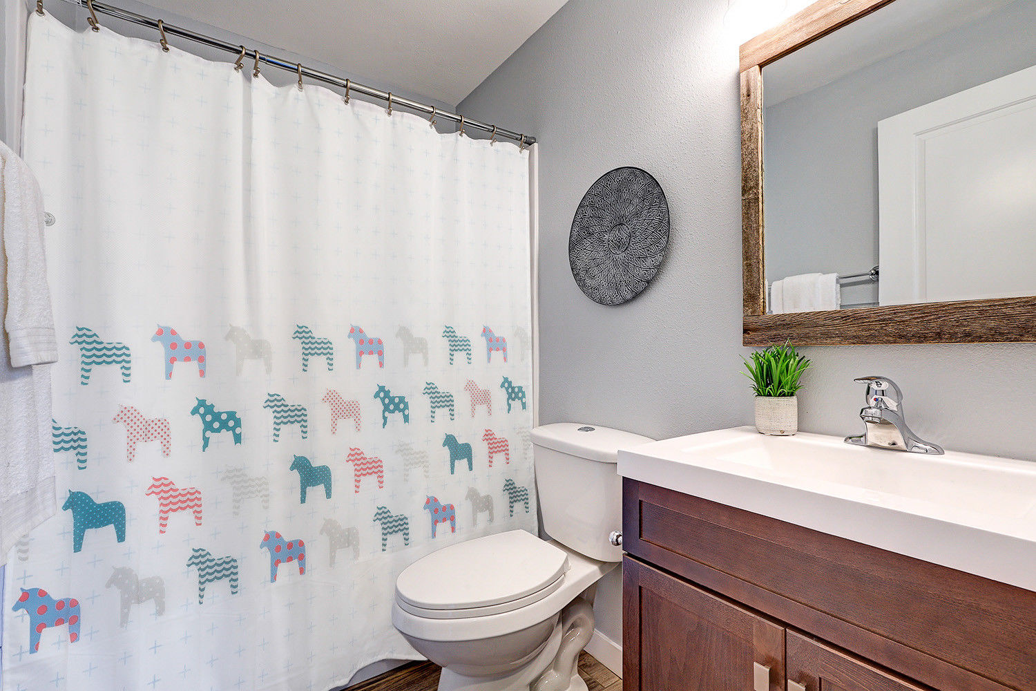 Shower Curtain & Mat Bathroom Set - Non Slip Bath Rug & Curtain & Hook Sets